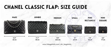 chanel bag size chart